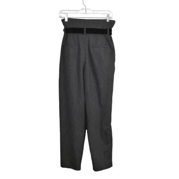 Zara Paper Bag Striped Pinstripe Pants  High Waisted Gray Size XS - Picture 9 of 16